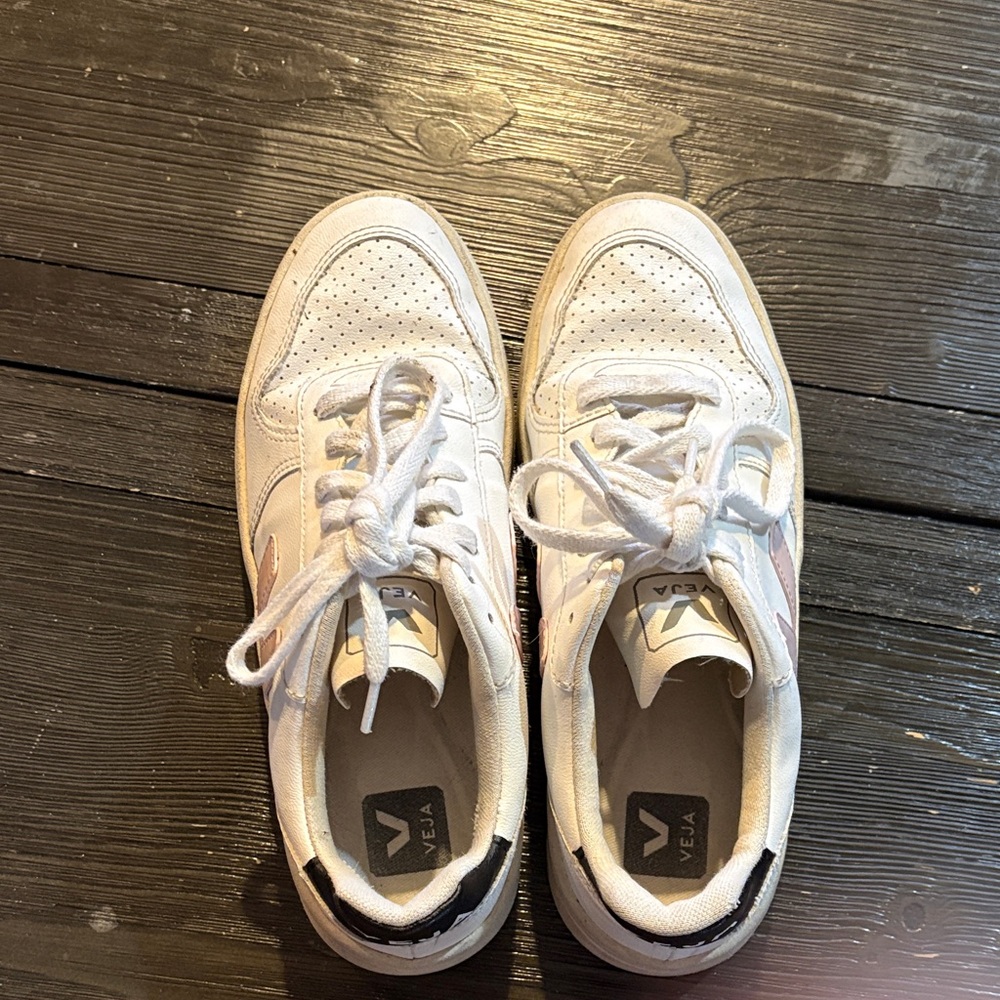 Veja White and Pink Sneakers